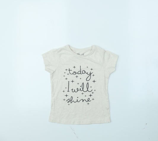 Front view of Young Dimension girls’ beige basic t-shirt, size 5, years