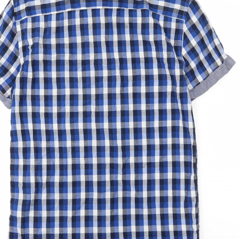 Pull&Bear Mens Blue Plaid   Button-Up Size S