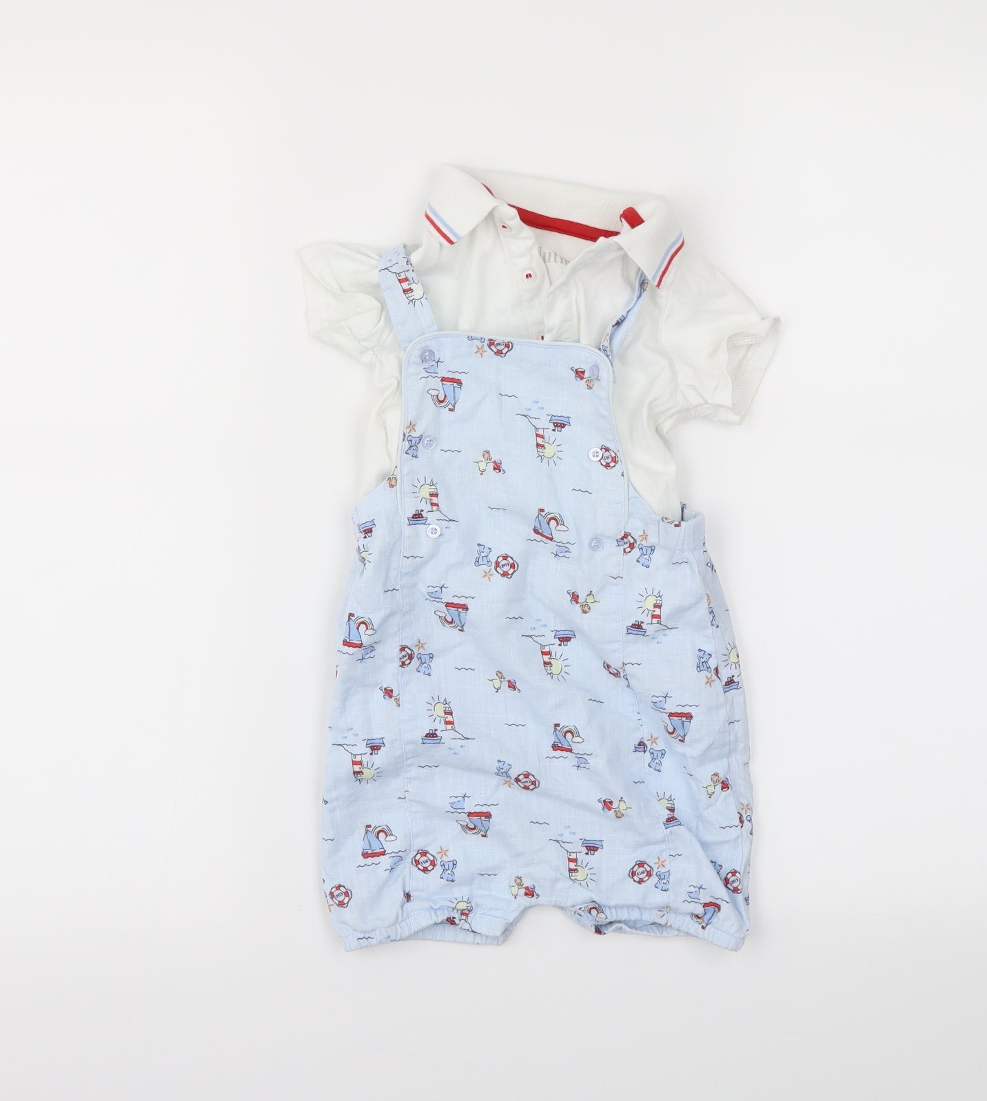 Nutmeg Boys Blue   Dungaree One-Piece Size 12-18 Months