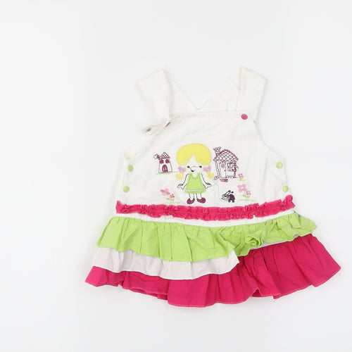 Preworn  White   Pinafore/Dungaree Dress  Size 0-3 Months