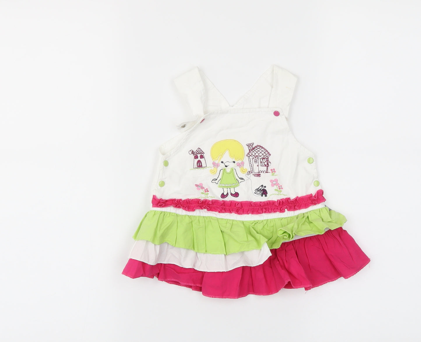 Preworn  White   Pinafore/Dungaree Dress  Size 0-3 Months