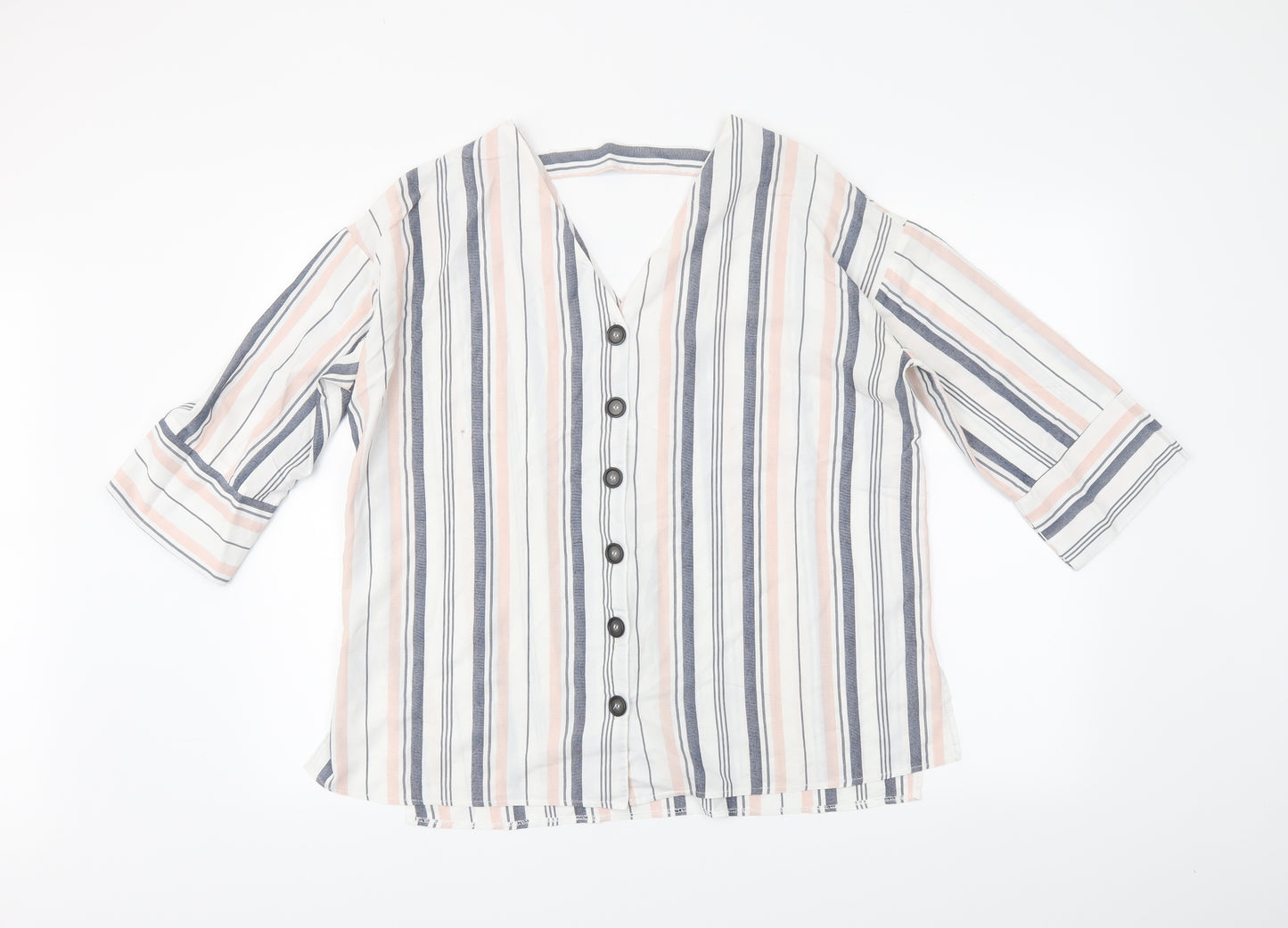 River Island Womens White Striped  Basic Blouse Size 12