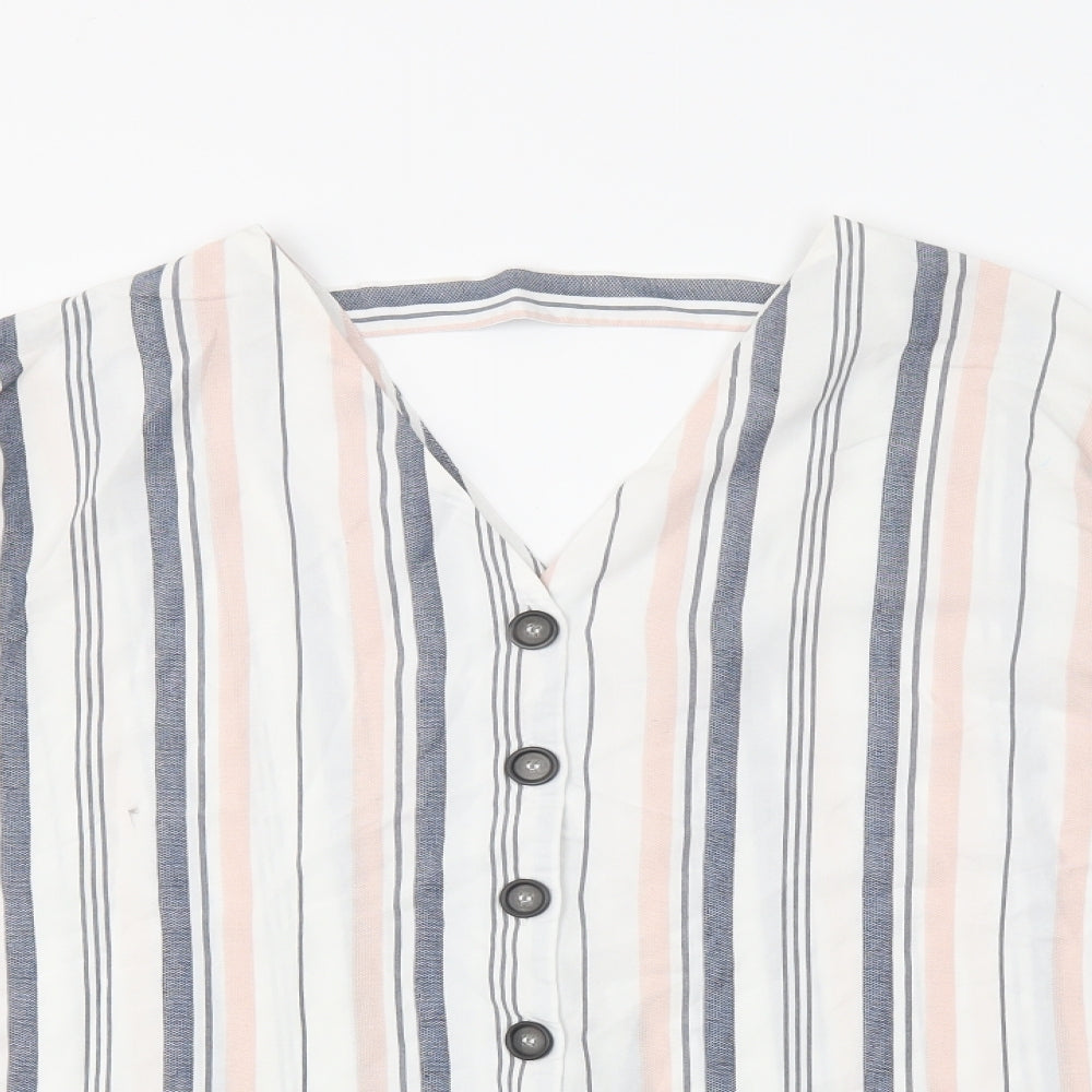 River Island Womens White Striped  Basic Blouse Size 12