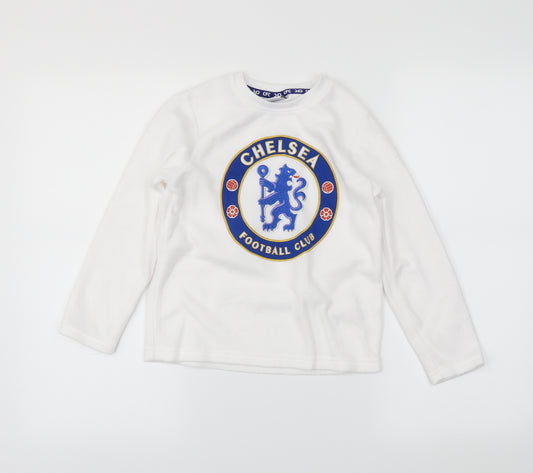 Front view of Chelsea girls’ white jumper, size 6-7, years - chelsea f.c