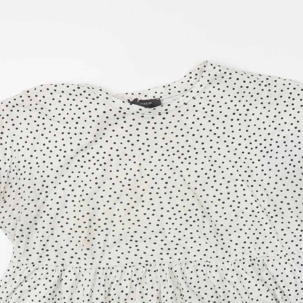 Primark Womens White Polka Dot  Basic T-Shirt Size M