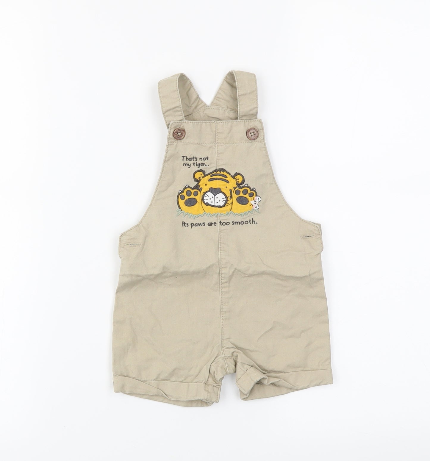 Preworn Boys Brown   Dungaree One-Piece Size 6-9 Months
