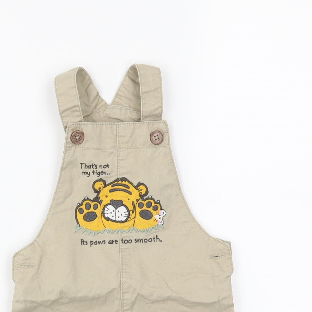 Preworn Boys Brown   Dungaree One-Piece Size 6-9 Months