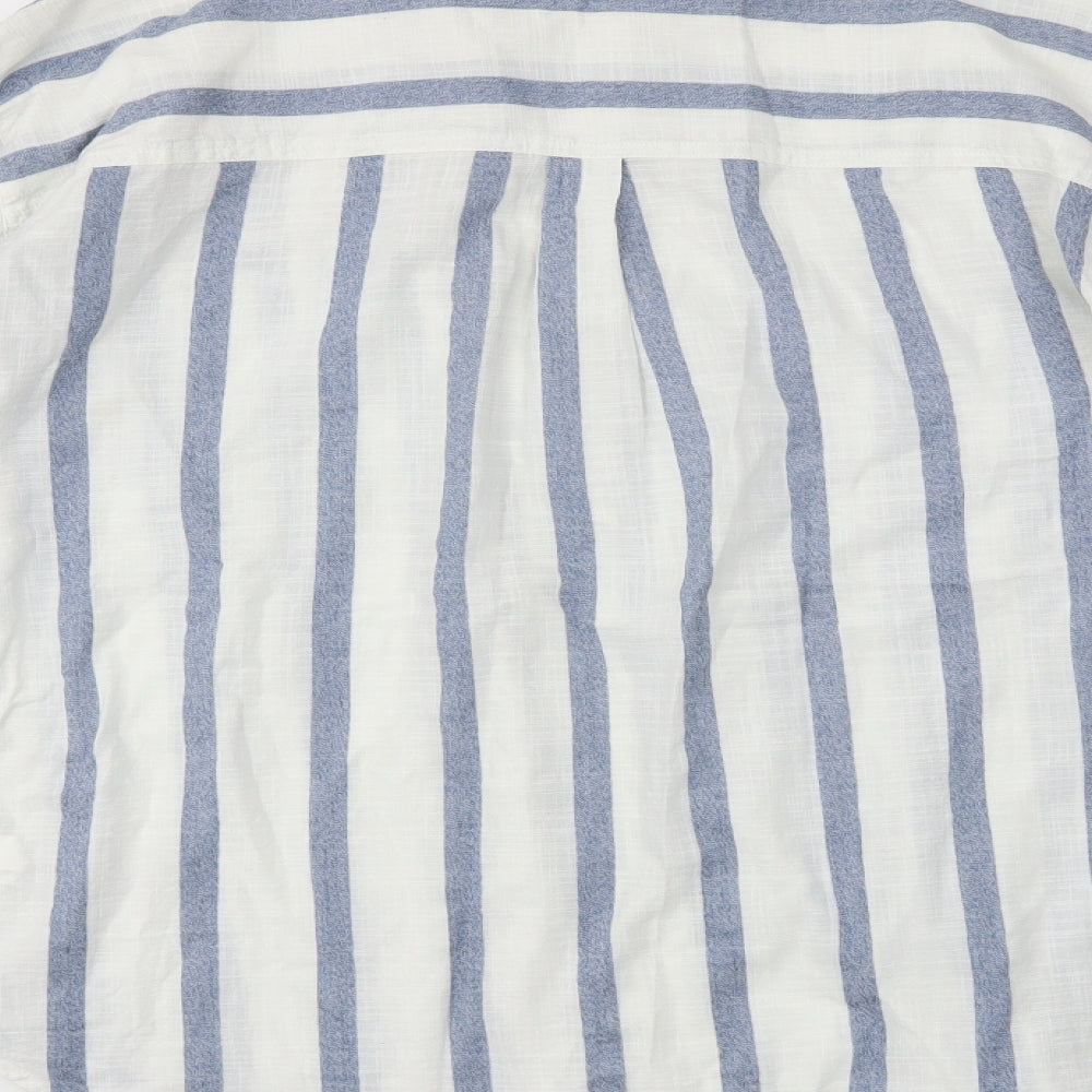NEXT Womens White Striped  Basic Button-Up Size 12