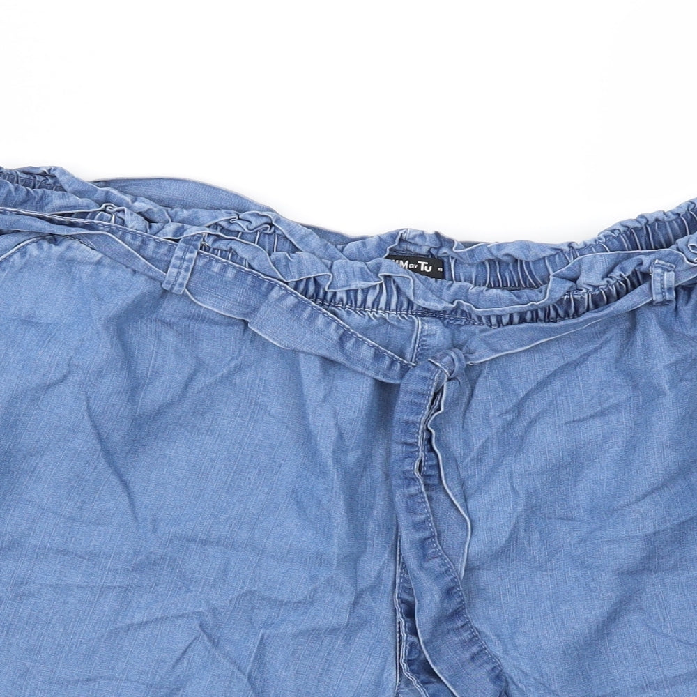 TU Womens Blue   Paperbag Shorts Size 18