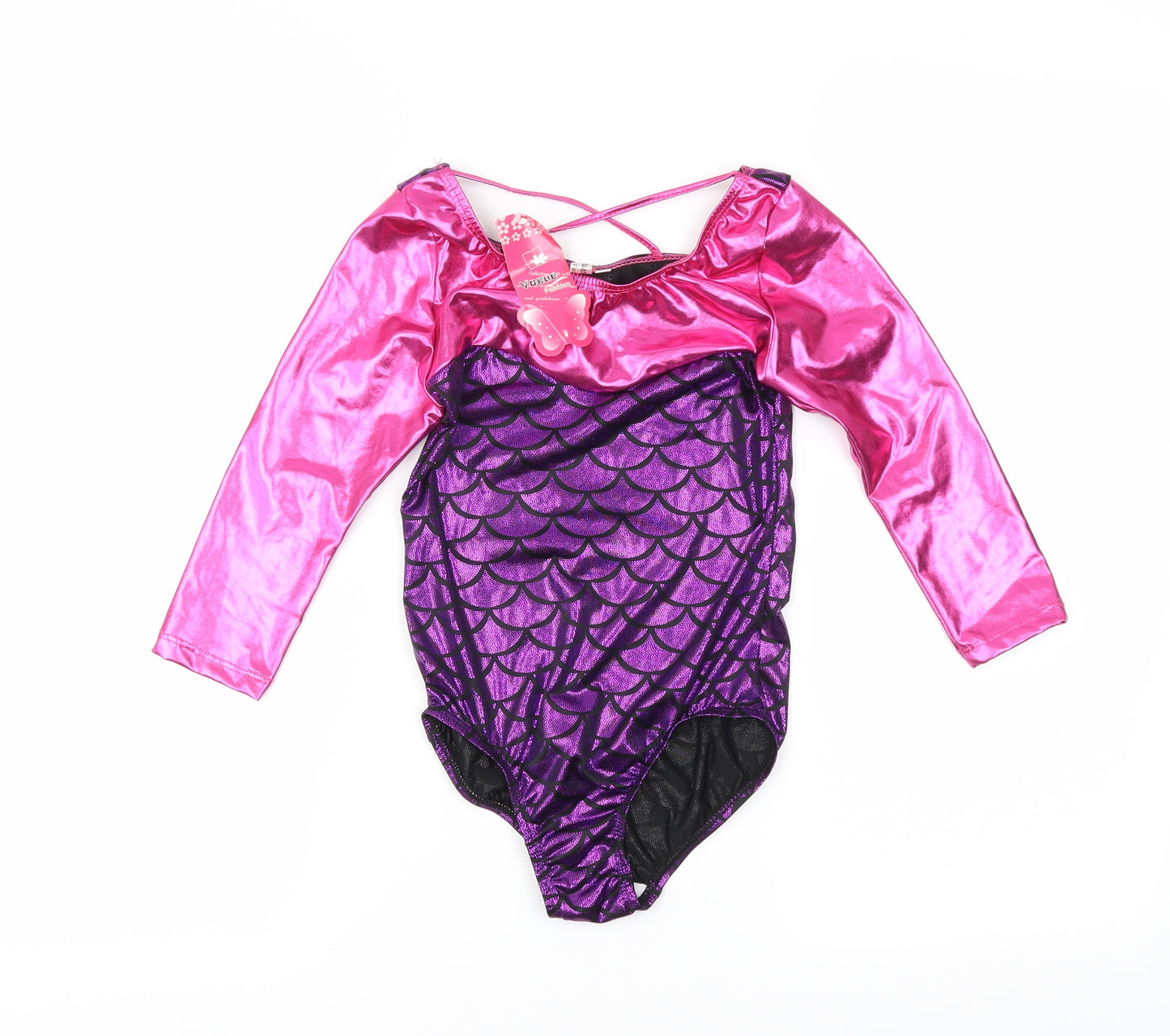 Vogue Fashion Girls Pink Animal Print  Bodysuit One-Piece Size 8 Years
