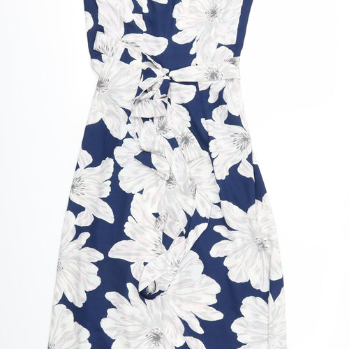Dancing Leopard Womens Blue Floral  Wrap Dress  Size 6
