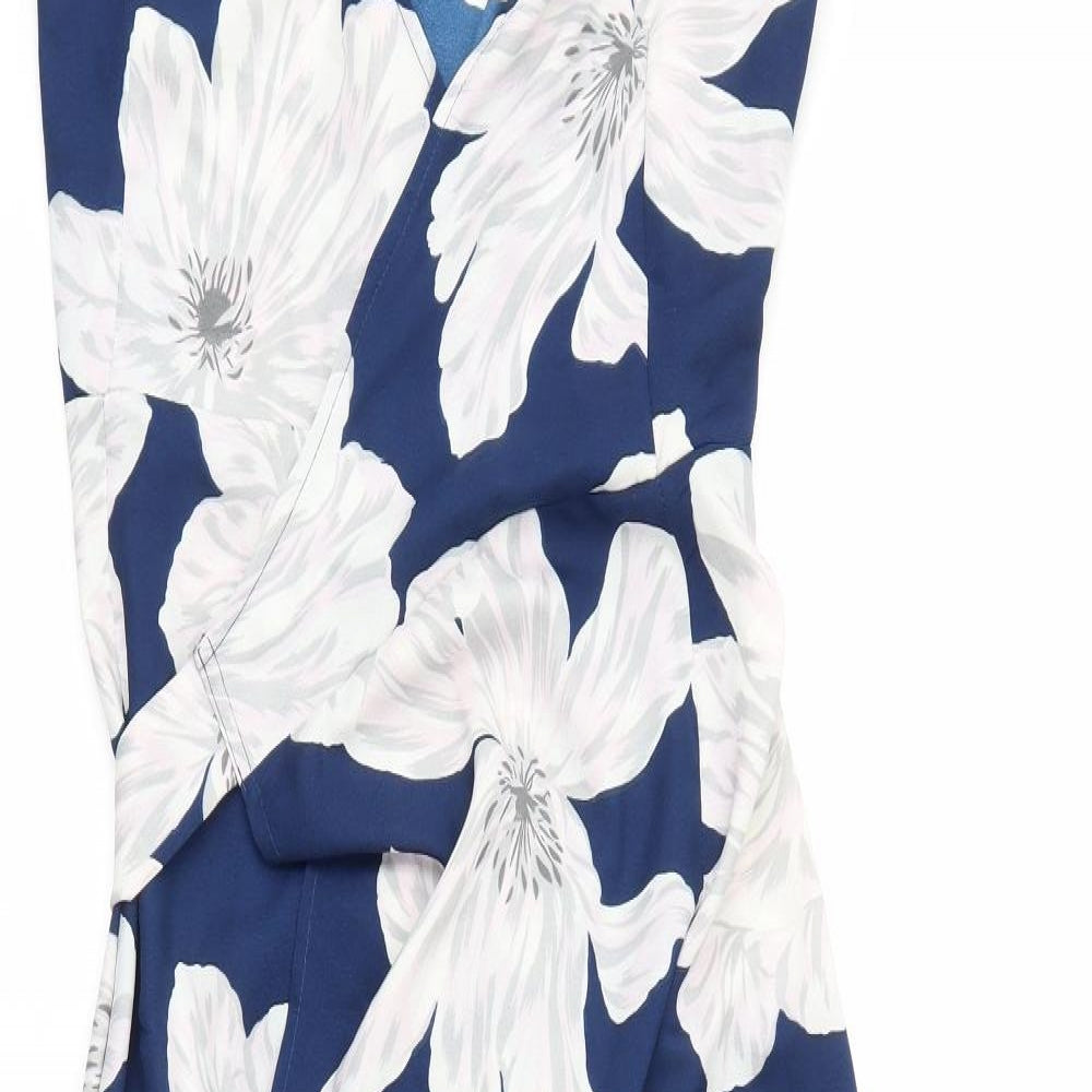 Dancing Leopard Womens Blue Floral  Wrap Dress  Size 6