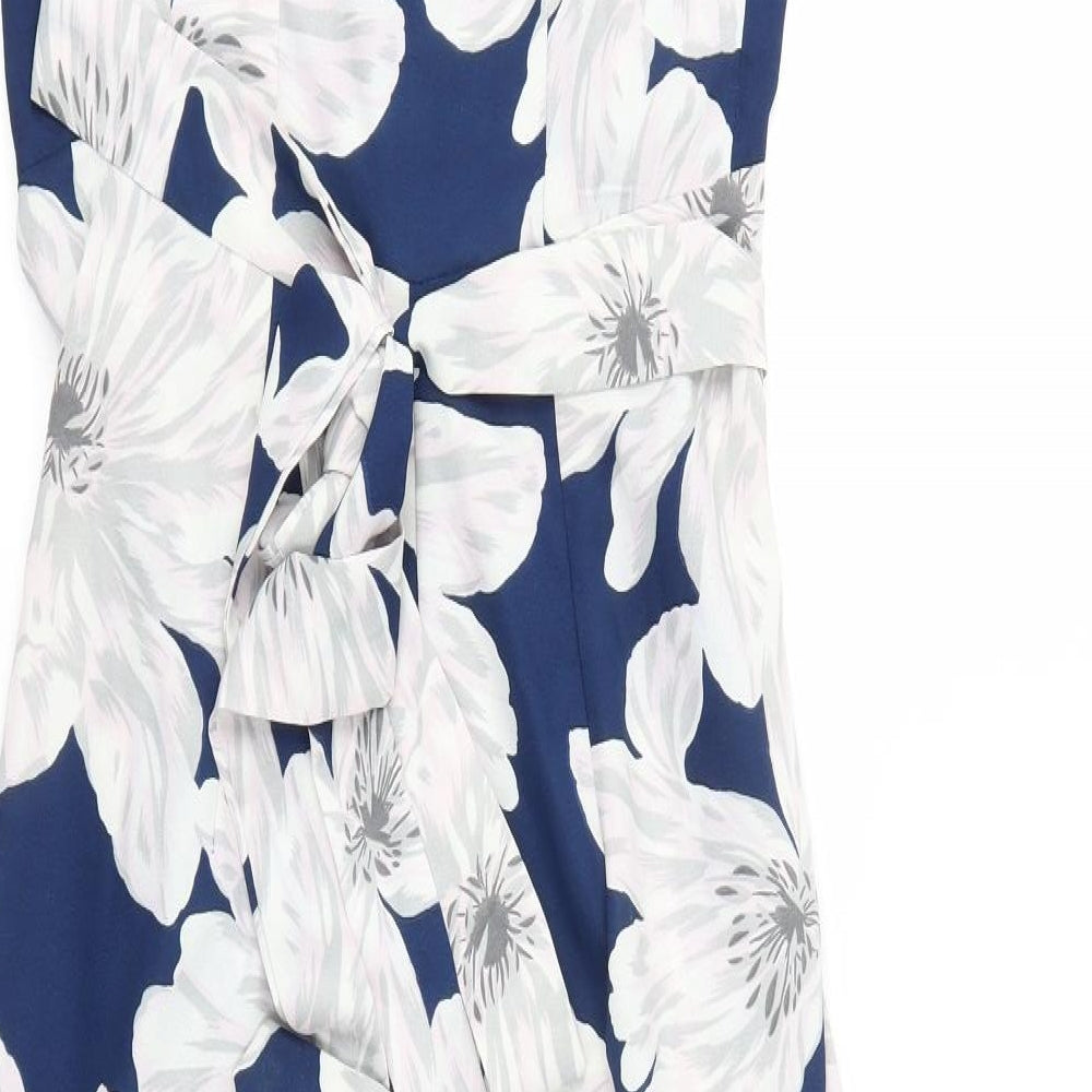 Dancing Leopard Womens Blue Floral  Wrap Dress  Size 6