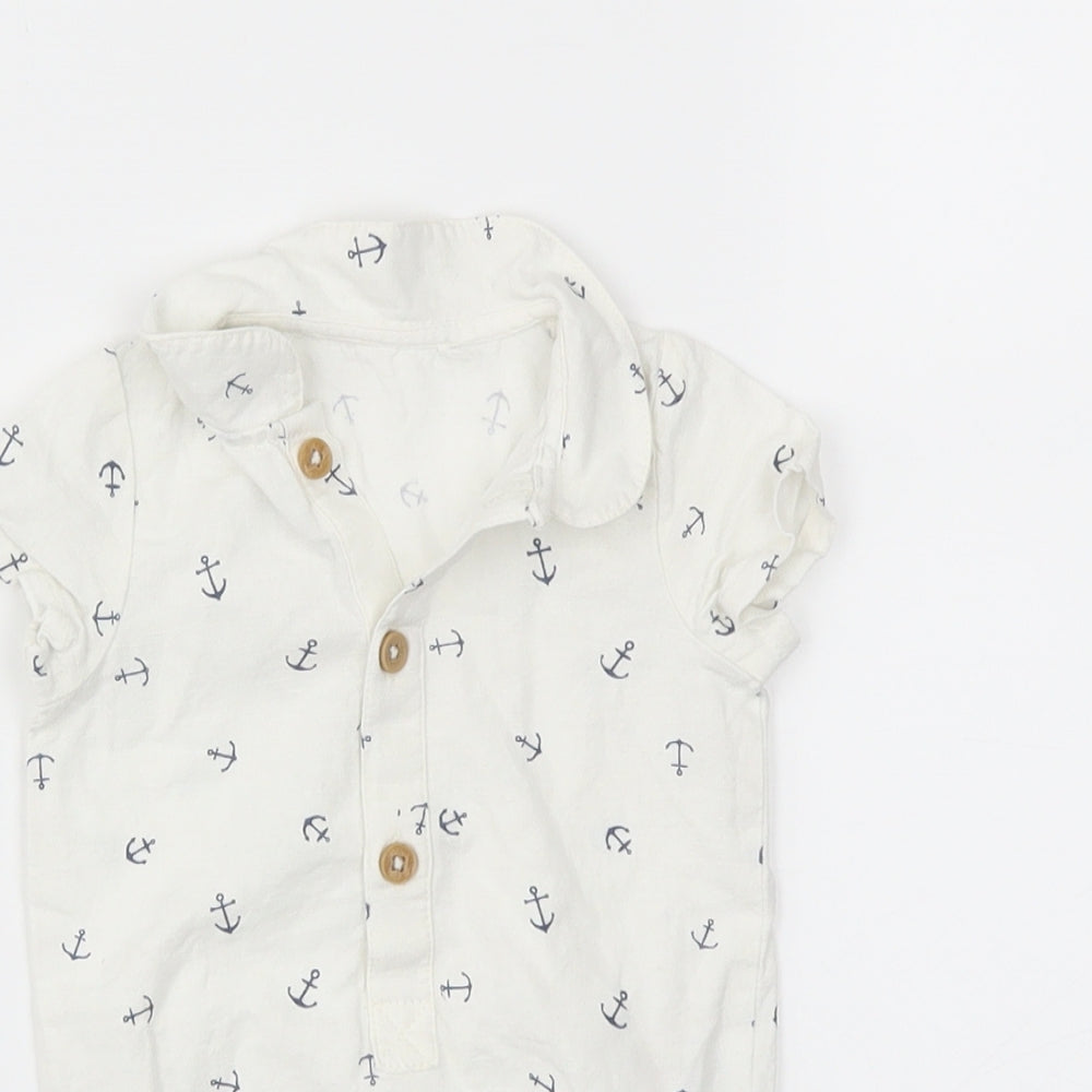 TU Boys White   Babygrow One-Piece Size 3-6 Months