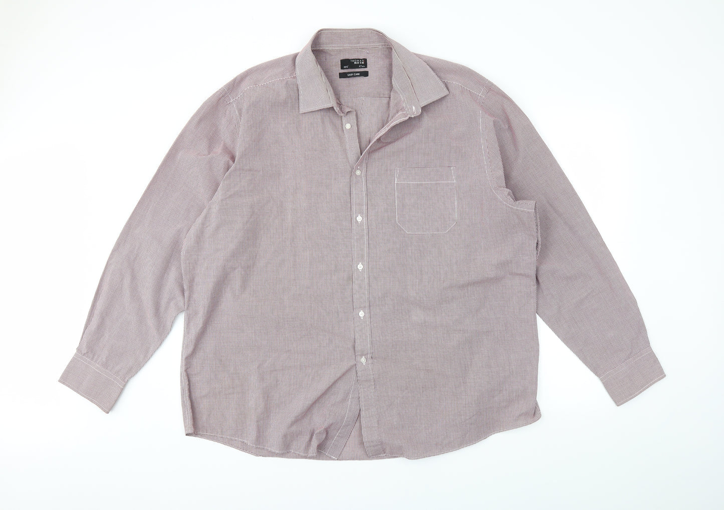 Thomas Nash Mens Red Gingham   Dress Shirt Size 18