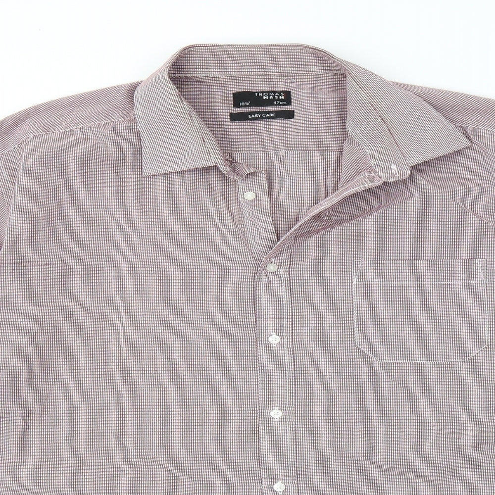 Thomas Nash Mens Red Gingham   Dress Shirt Size 18