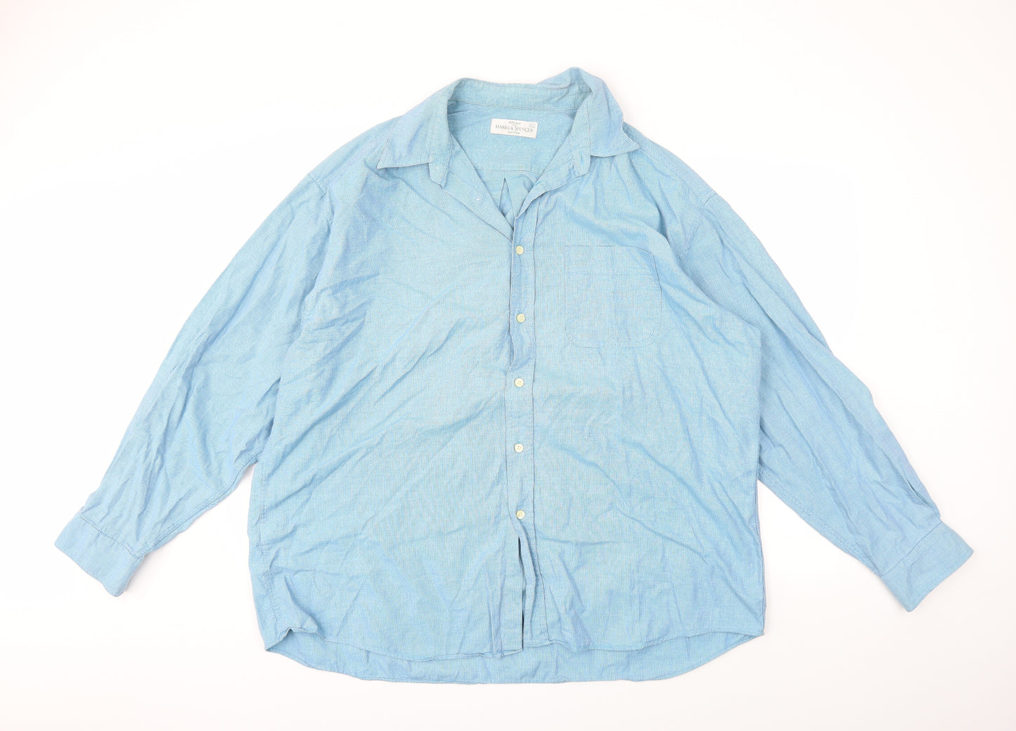 M&S Mens Blue    Button-Up Size XL