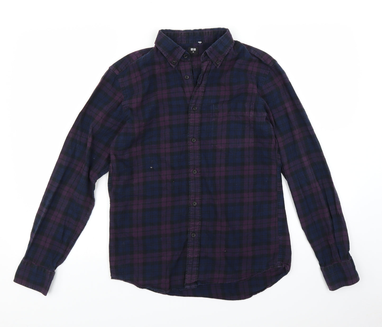 Uniqlo Mens Purple Plaid   Button-Up Size XS