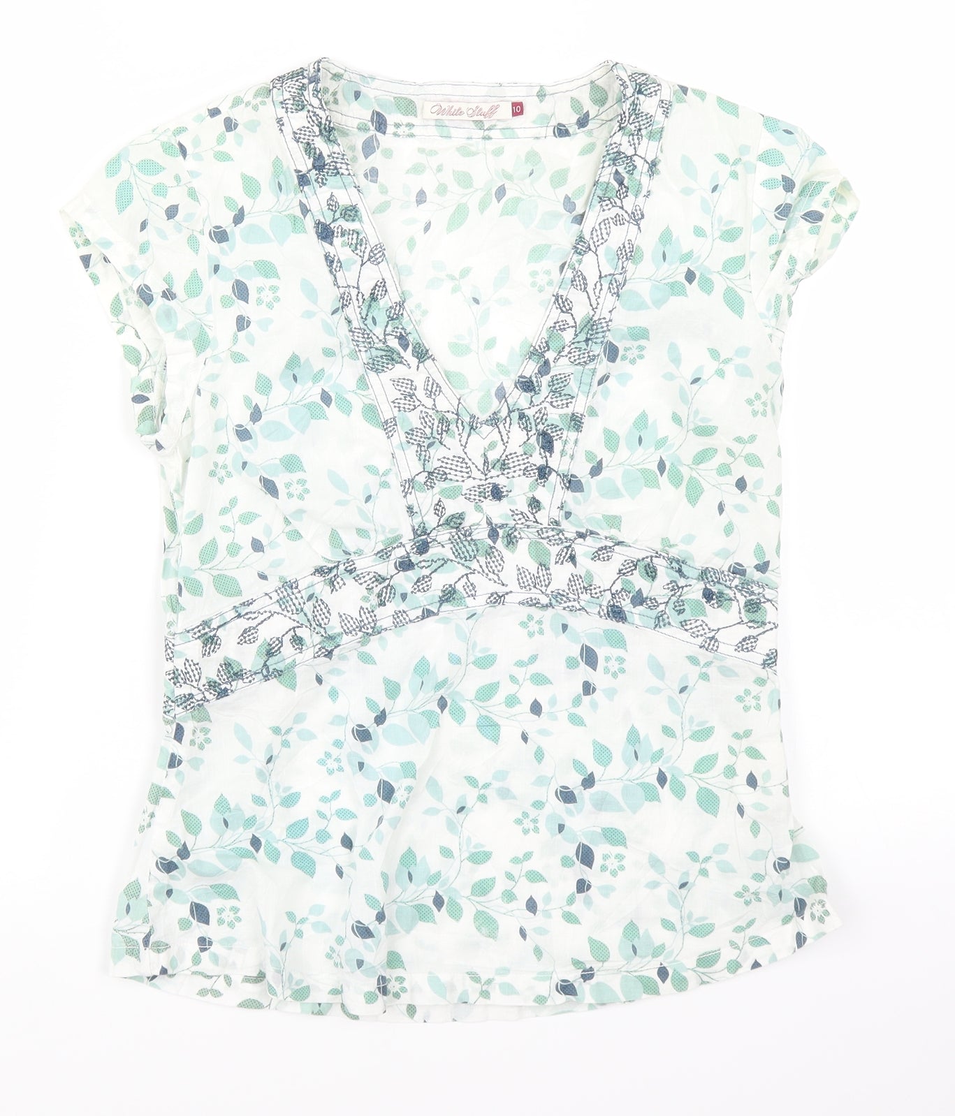 White Stuff Womens White Floral  Tunic T-Shirt Size 10