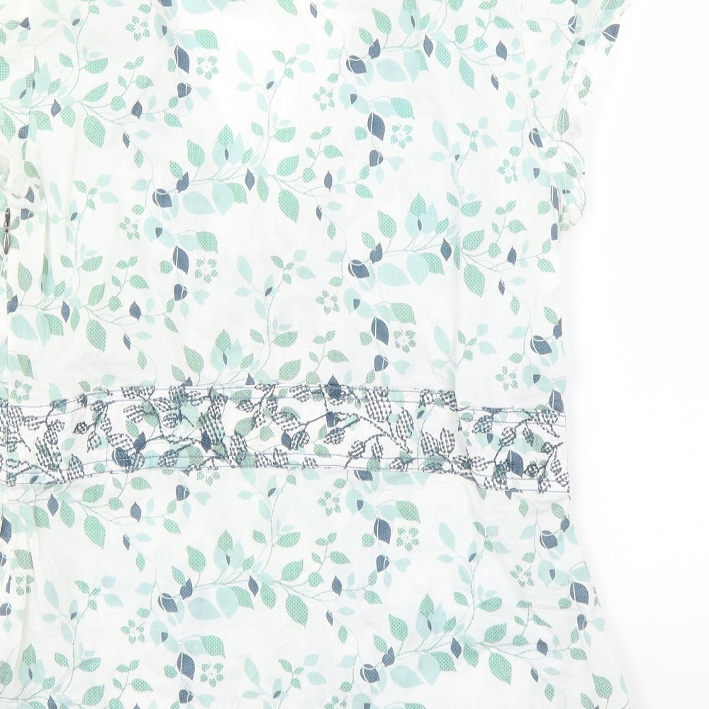 White Stuff Womens White Floral  Tunic T-Shirt Size 10