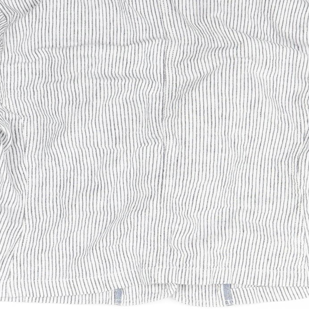 Indigo Womens White Striped  Jacket Blazer Size 12
