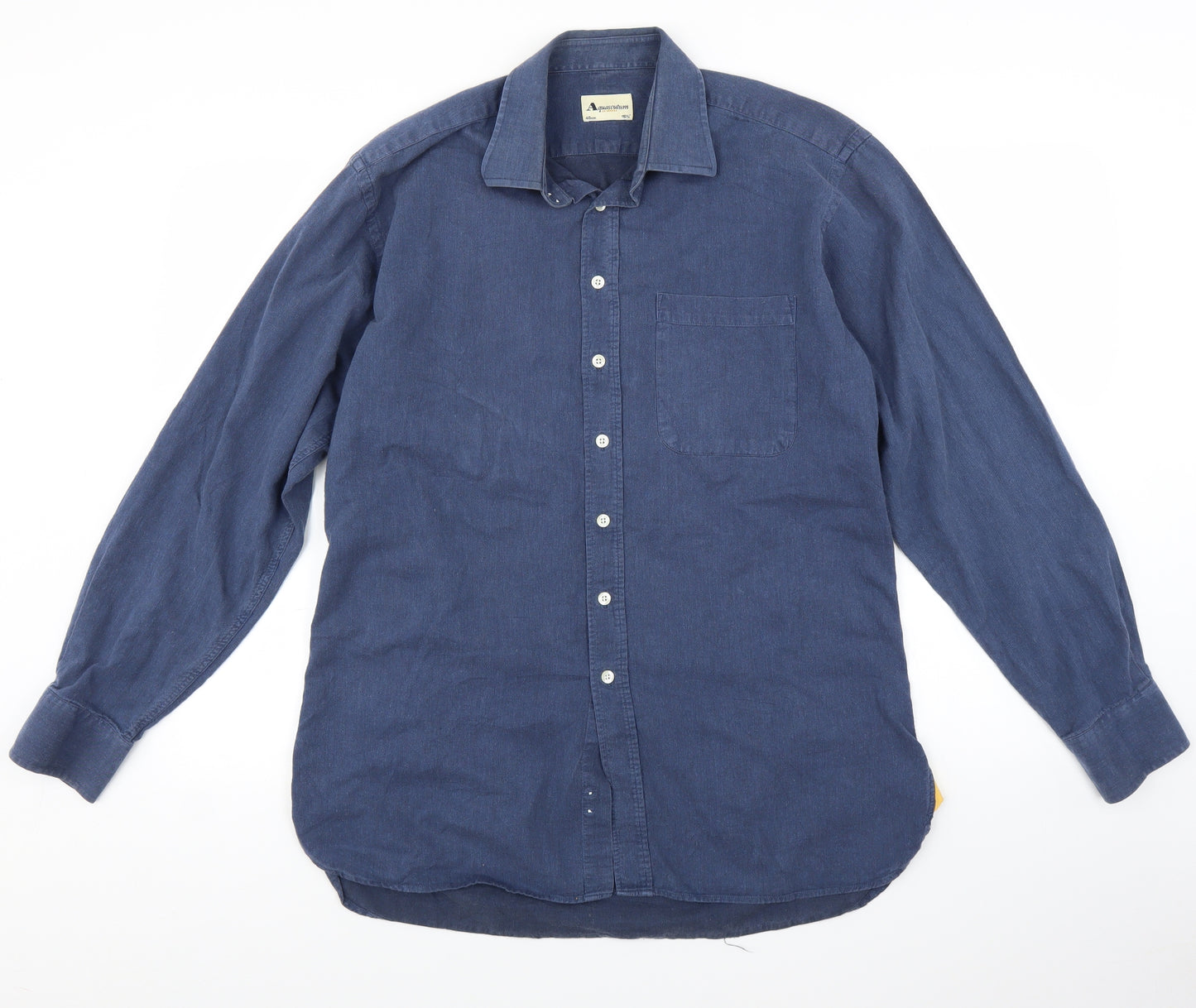 Aquascutum Mens Blue    Button-Up Size 15.5