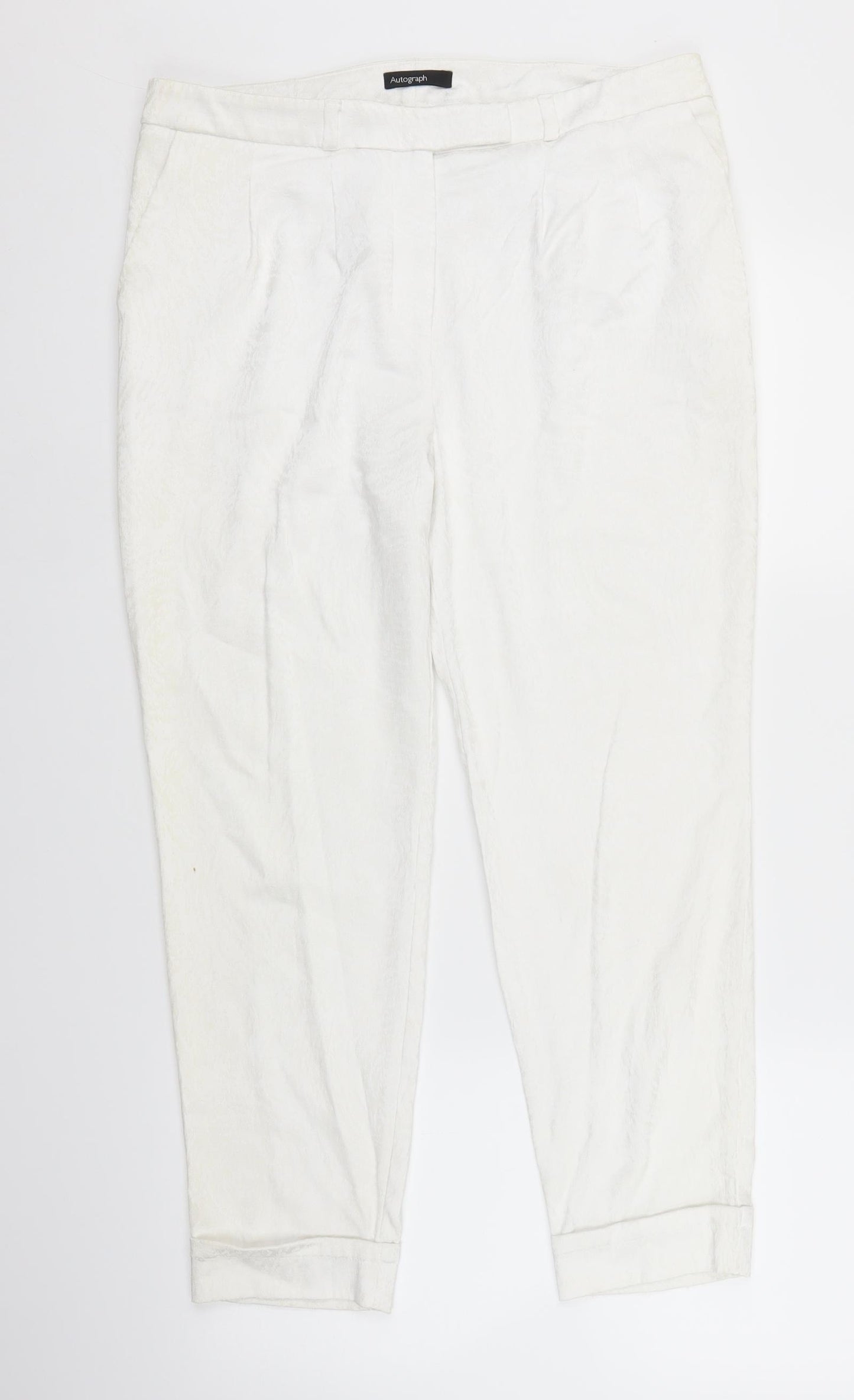 Autograph Womens White   Trousers  Size 14 L25 in