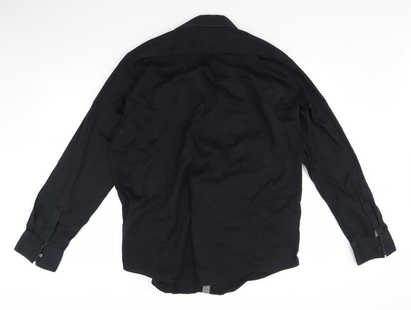 Jeff Banks Mens Black    Button-Up Size 17.5