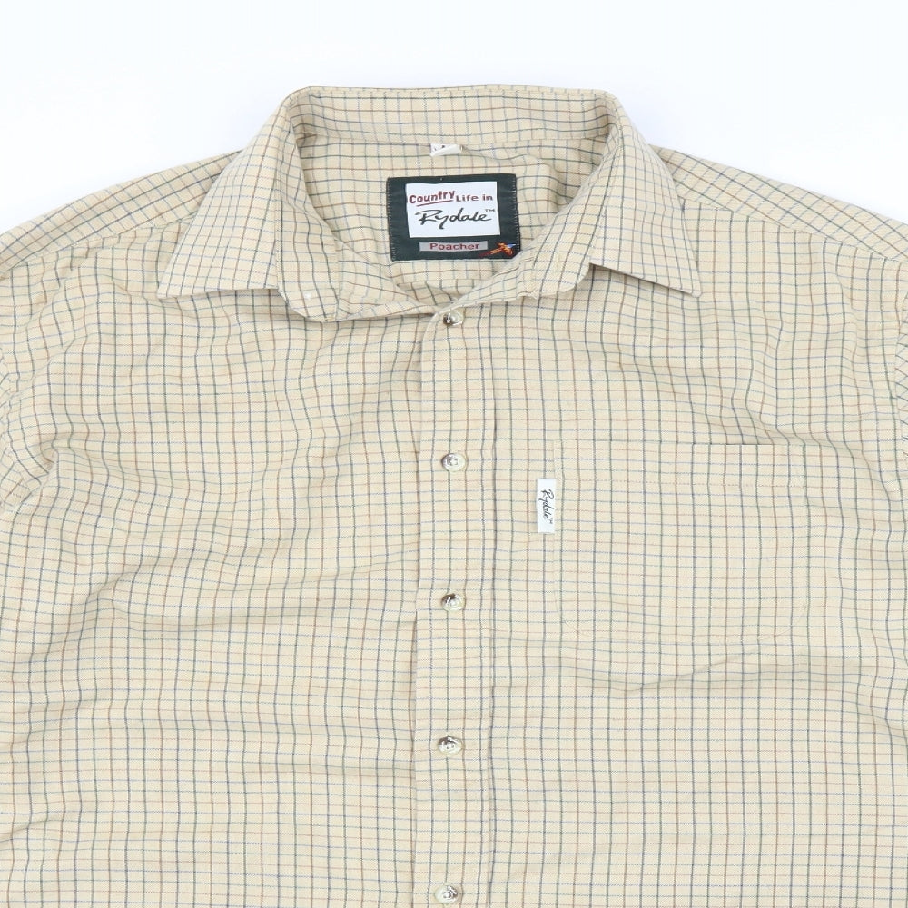 Rydale Mens Brown Plaid   Button-Up Size L