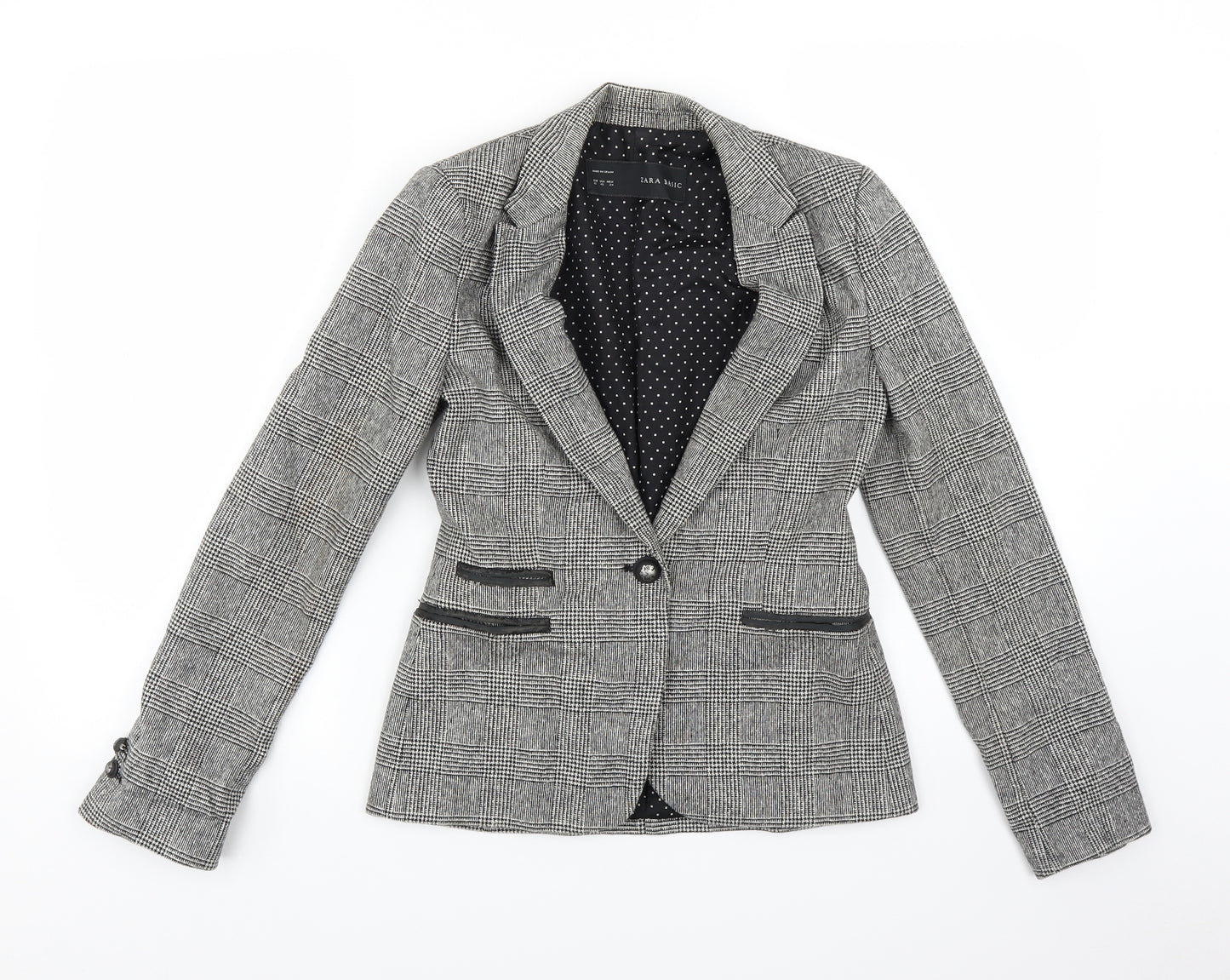 Zara Womens Grey Plaid  Jacket Suit Jacket Size XS