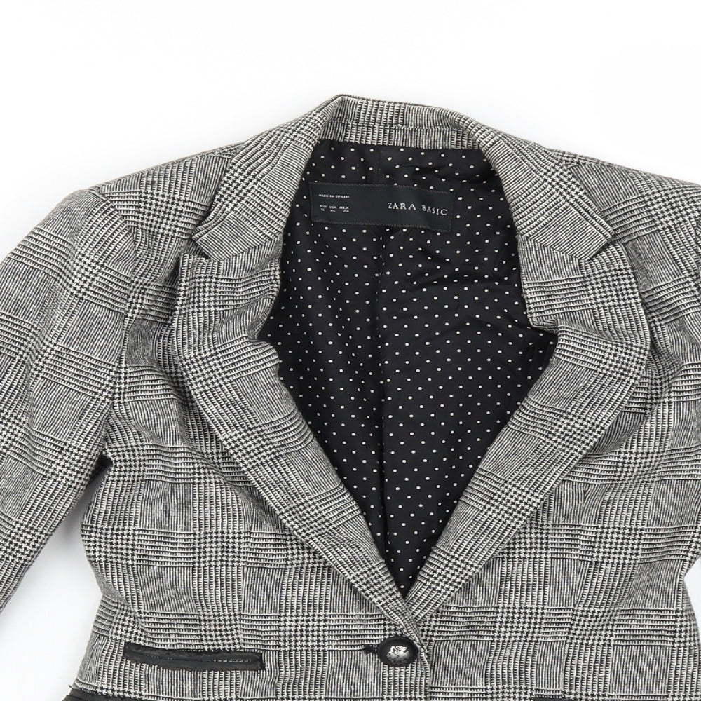 Zara Womens Grey Plaid  Jacket Suit Jacket Size XS