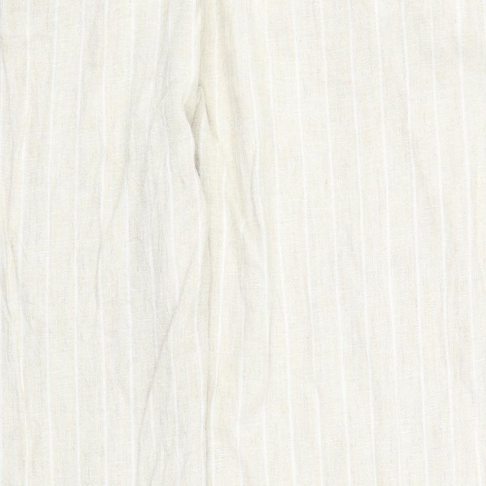 Marks and Spencer Womens Beige Striped  Trousers  Size 16 L25 in
