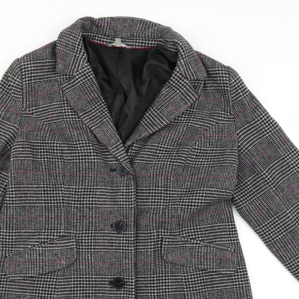 Marks and Spencer Womens Grey Houndstooth  Jacket Coat Size 14