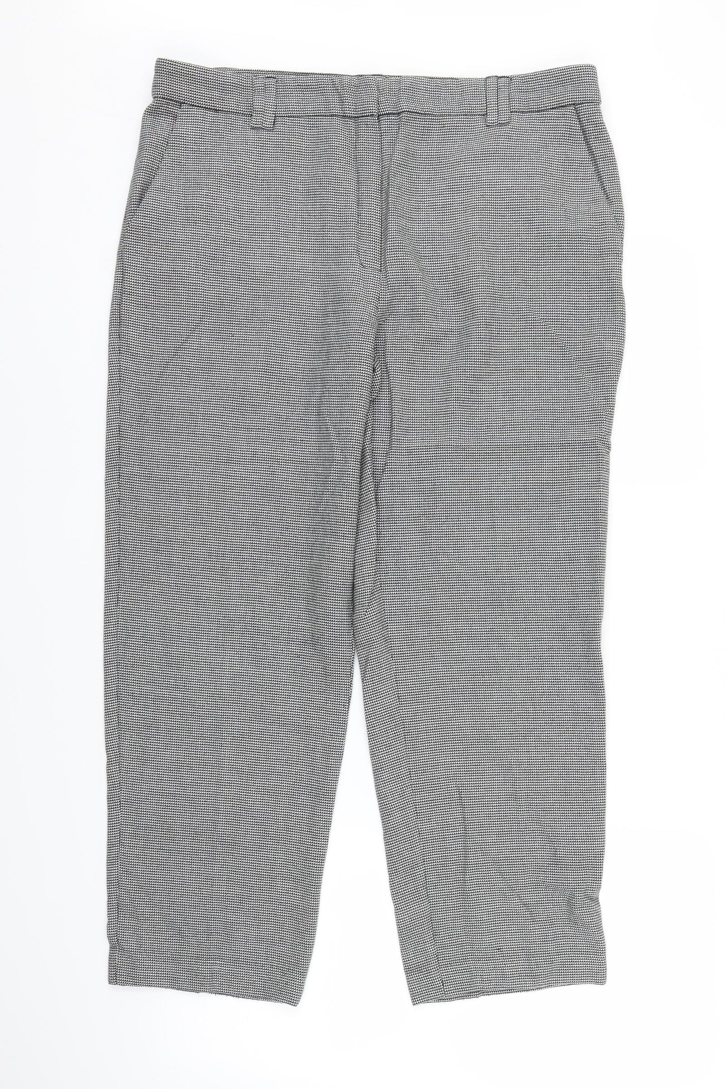 Marks and Spencer Womens Grey Geometric  Trousers  Size 14 L25 in