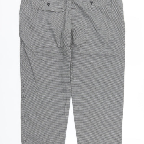 Marks and Spencer Womens Grey Geometric  Trousers  Size 14 L25 in