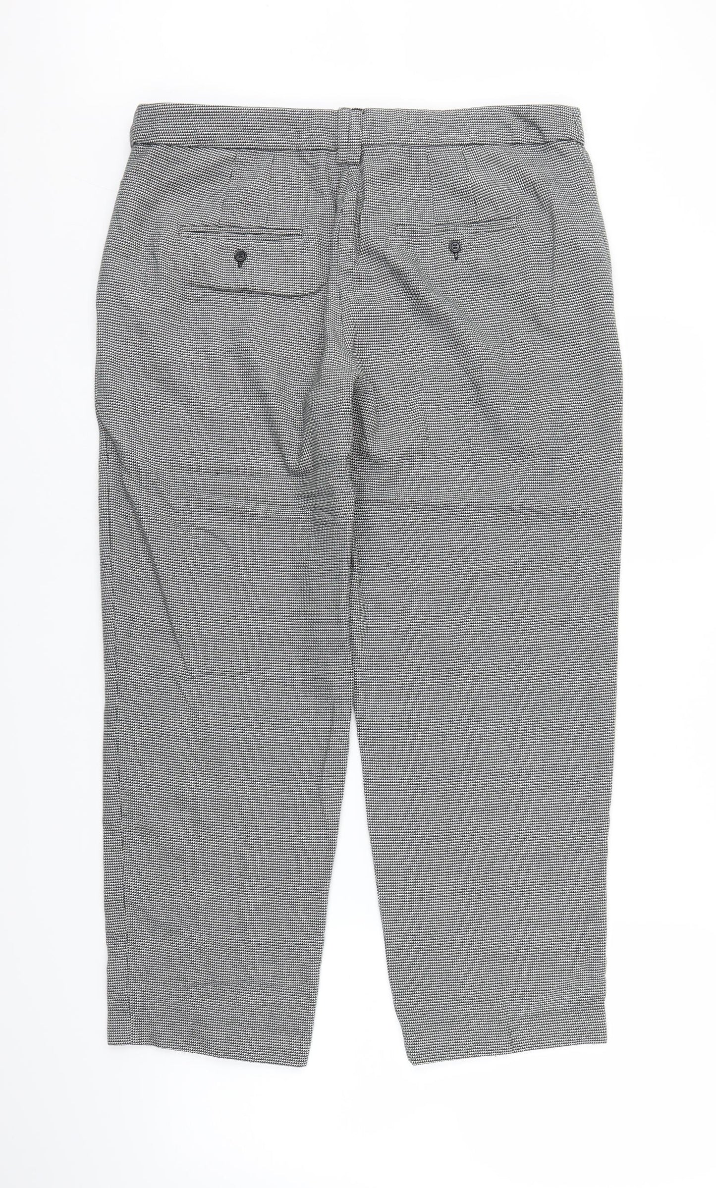 Marks and Spencer Womens Grey Geometric  Trousers  Size 14 L25 in