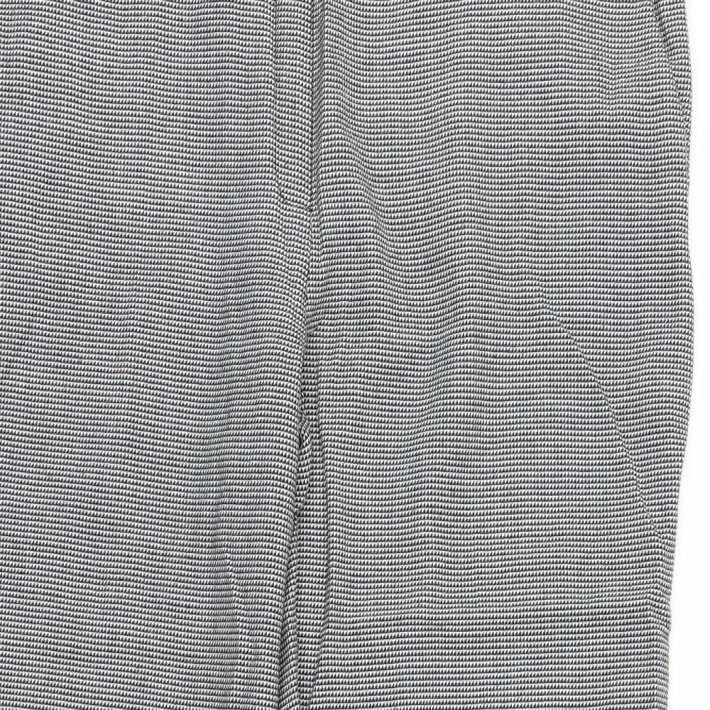 Marks and Spencer Womens Grey Geometric  Trousers  Size 14 L25 in