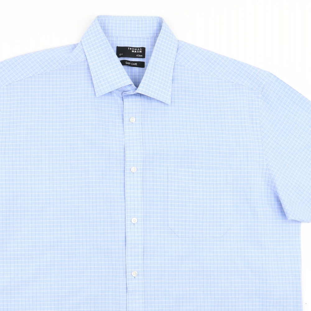Thomas Nash Mens Blue    Button-Up Size 17