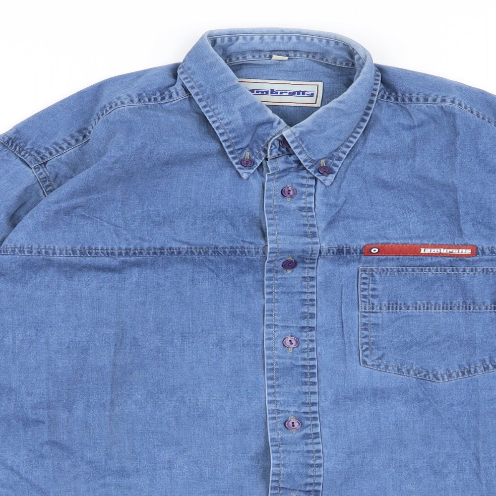 Lambretta Mens Blue  Denim  Button-Up Size L