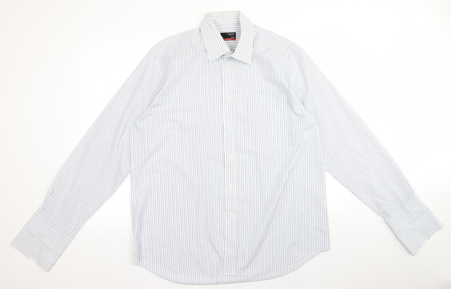 Thomas Nash Mens Blue    Button-Up Size 17