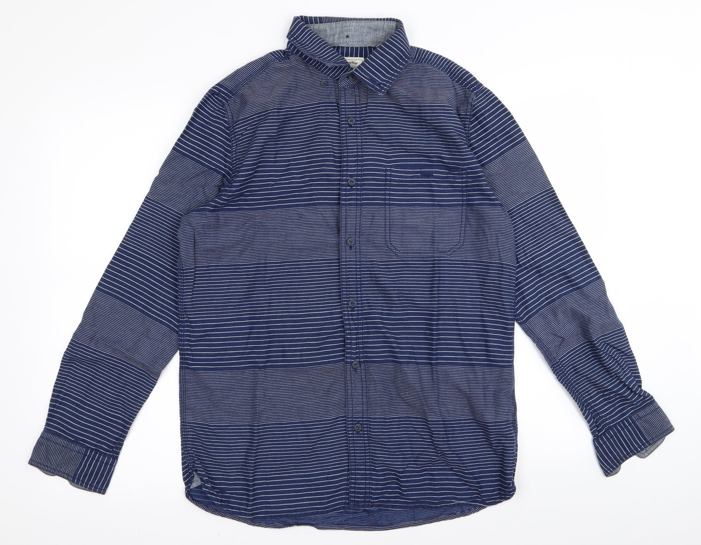 Jasper Conran Mens Blue Striped   Button-Up Size M