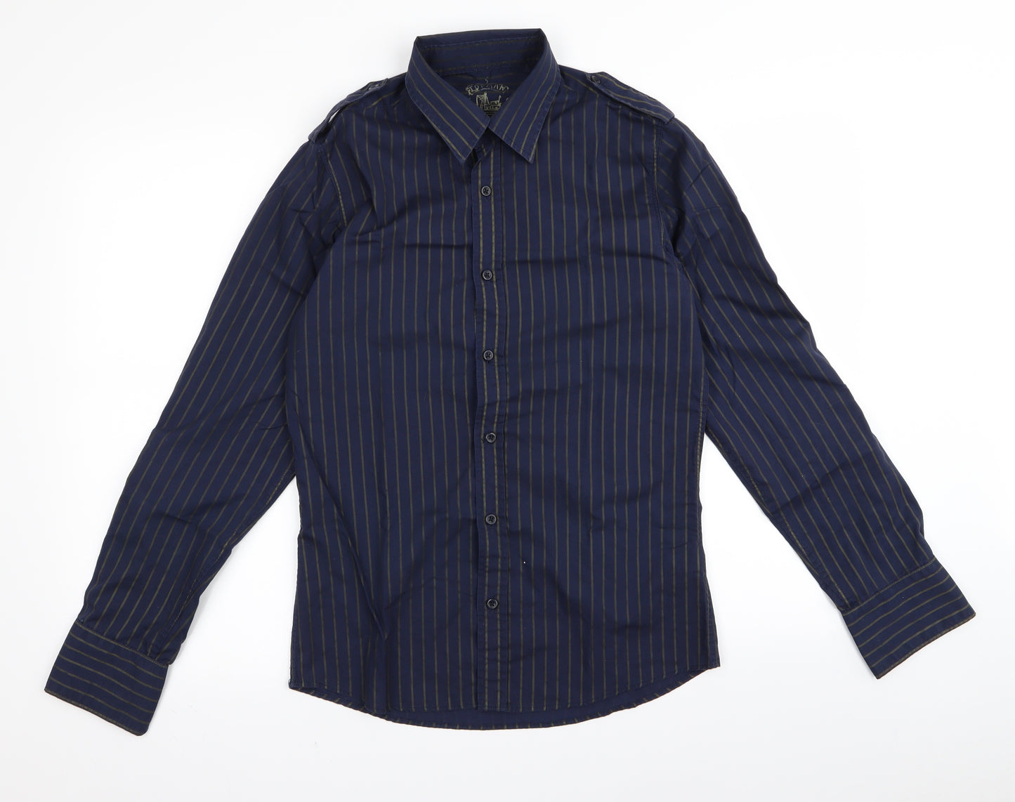 Topman Mens Blue Striped   Button-Up Size S