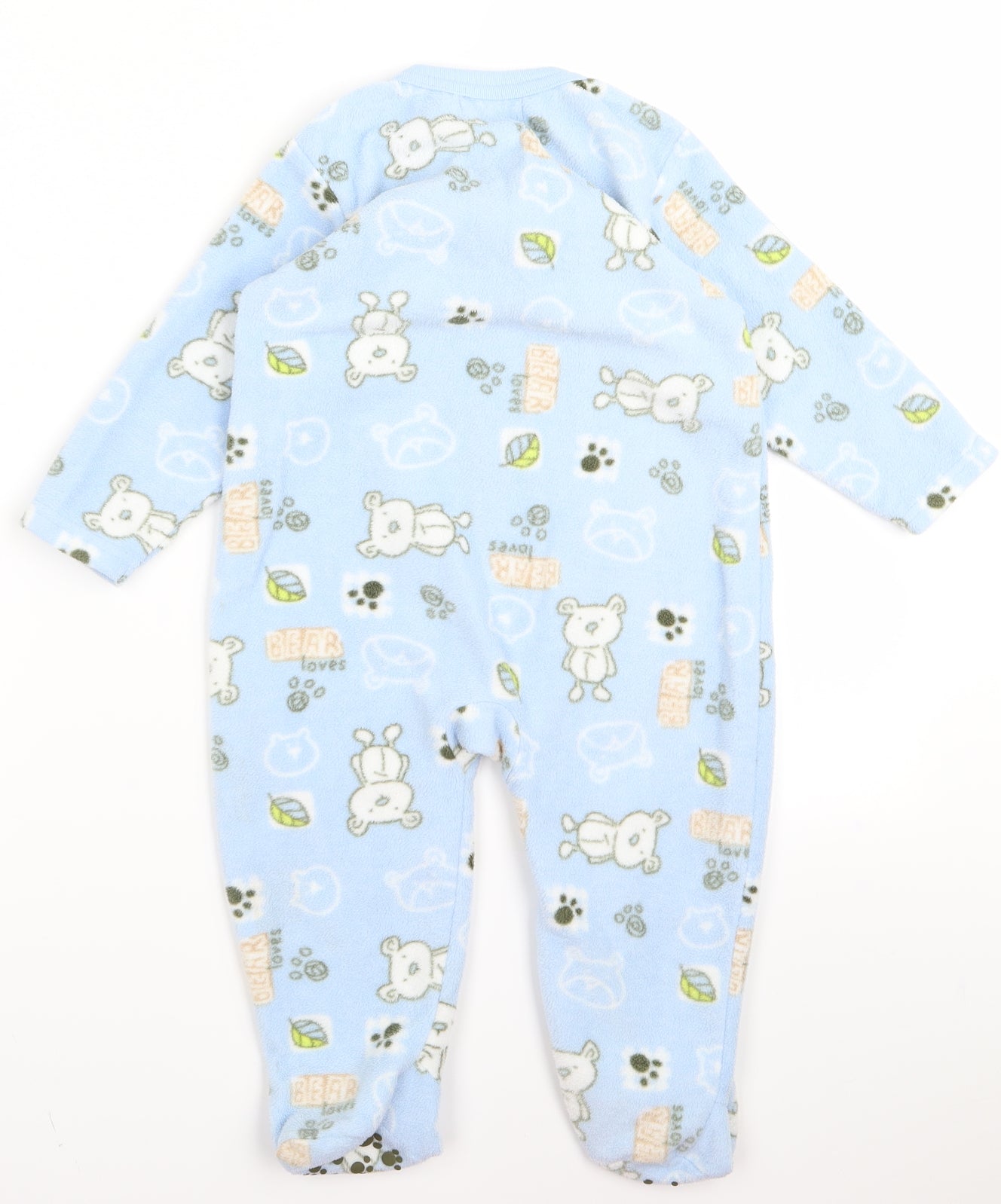 Preworn Baby Blue Animal Print  Babygrow One-Piece Size 12 Months  - bear
