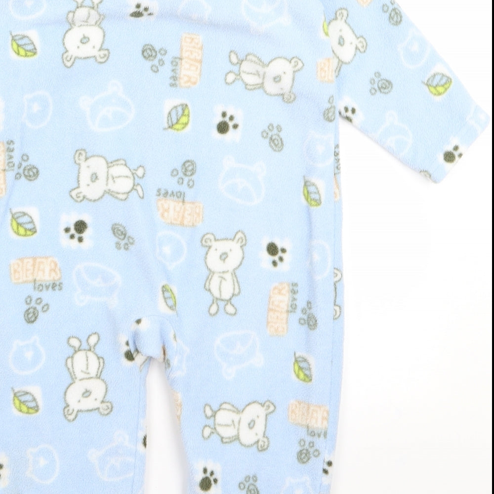 Preworn Baby Blue Animal Print  Babygrow One-Piece Size 12 Months  - bear