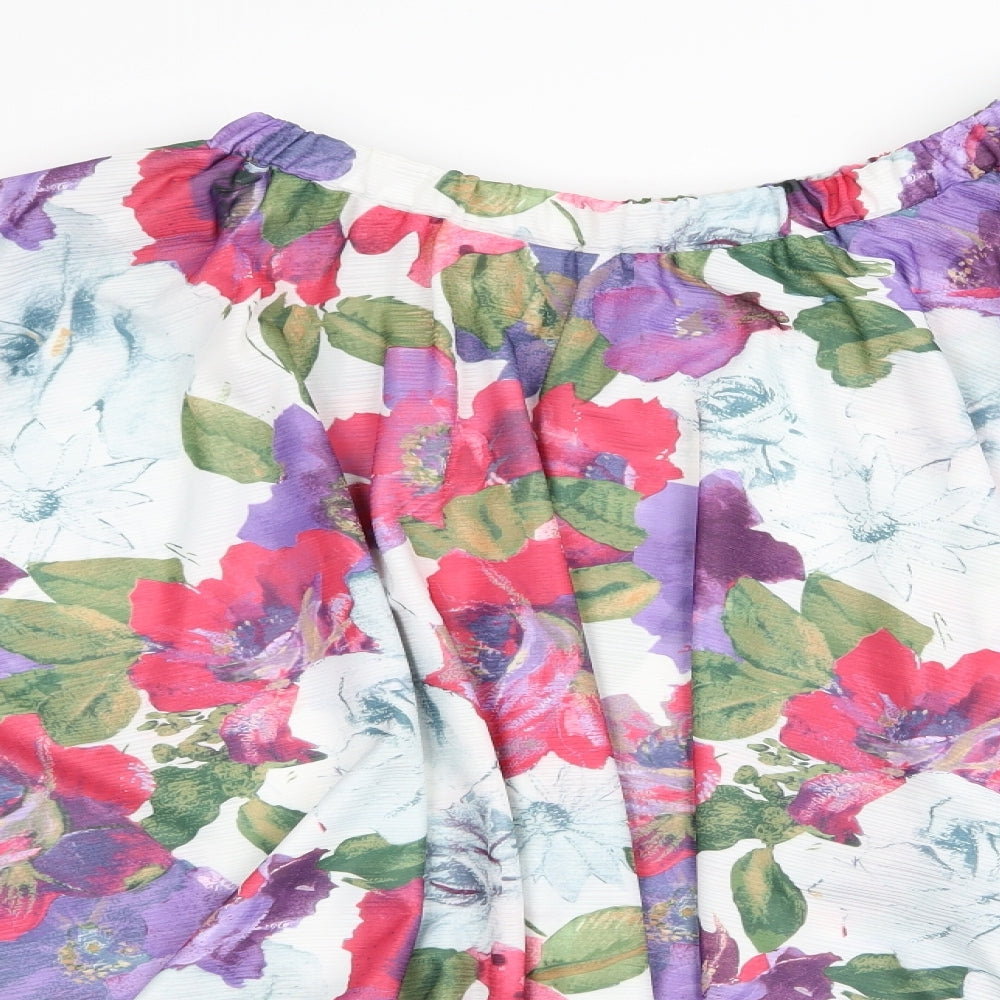 Preworn Womens White Floral  A-Line Set Size 18