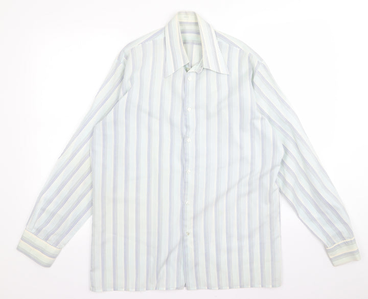 Preworn Mens Blue Striped   Button-Up Size L