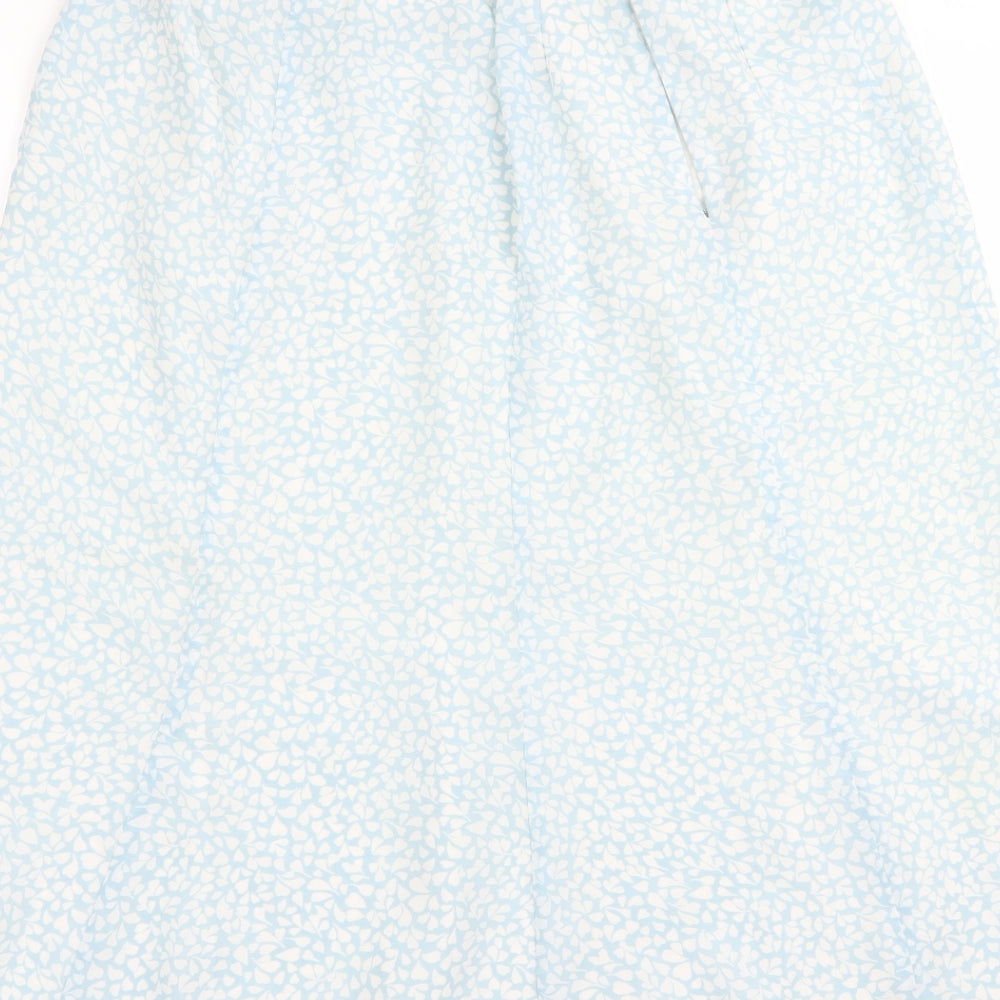 Preworn Womens Blue Polka Dot  A-Line Skirt Size 14