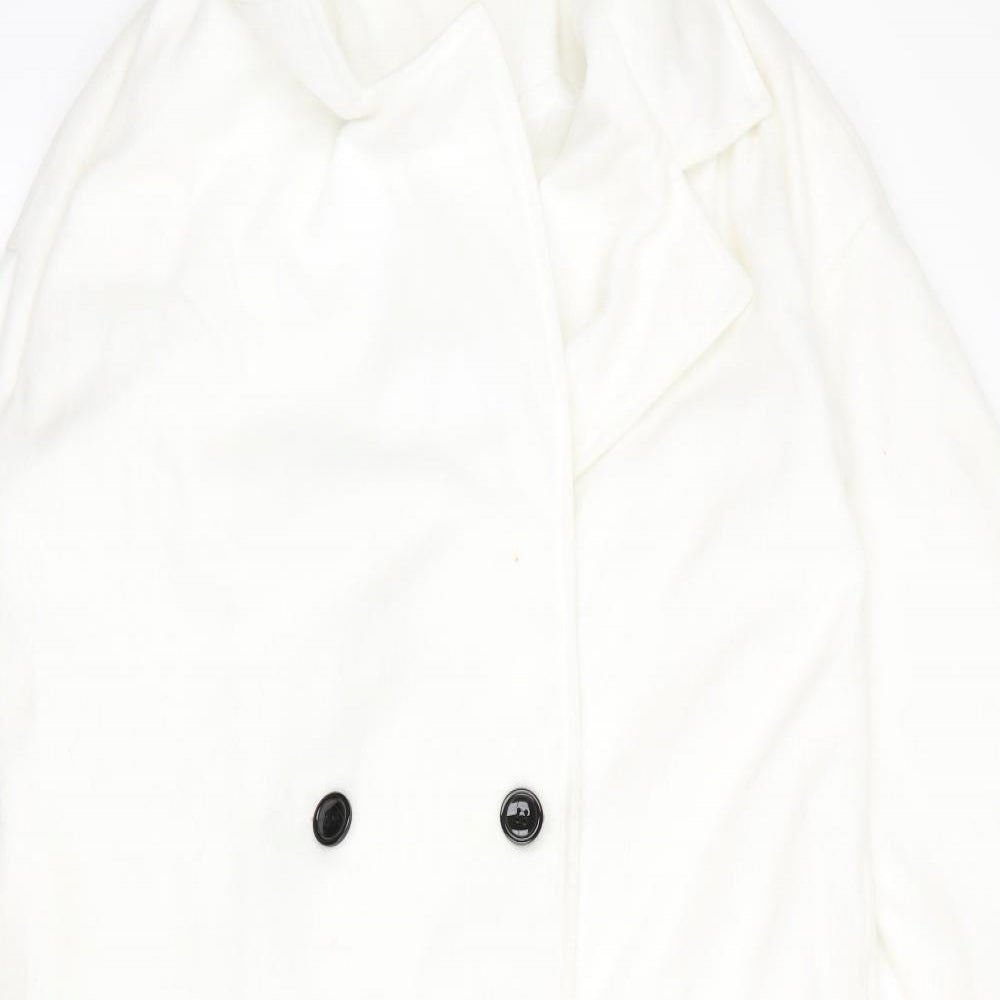 orderplus Mens White   Overcoat Jacket Size S