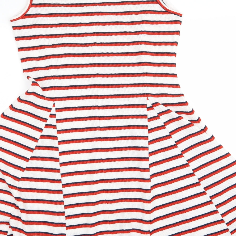 Peacocks Womens Red Striped  A-Line  Size 10