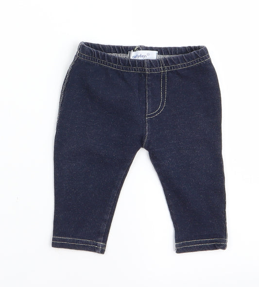 Front view of Early Days boys’ blue jogger trousers, size 8, years